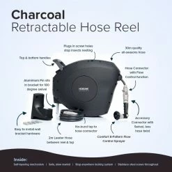 Hoselink 30m Retractable Hose Reel - Charcoal Hoses & Sprinklers