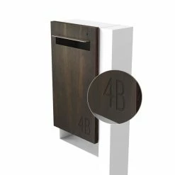 Javidesign Post Mount Letterbox - White (with Custom Numbers)