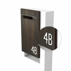 Javidesign Post Mount Letterbox - White (with Custom Numbers)