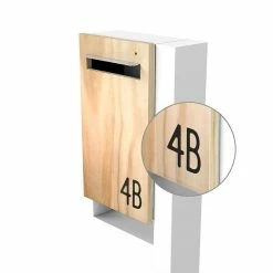 Javidesign Post Mount Letterbox - White (with Custom Numbers)