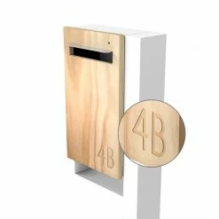 Javidesign Post Mount Letterbox - White (with Custom Numbers)