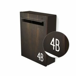 Javidesign Wall Mount Letterbox - Charcoal (with Custom Numbers)