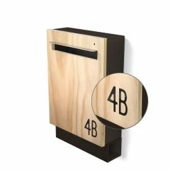 Javidesign Wall Mount Letterbox - Charcoal (with Custom Numbers)