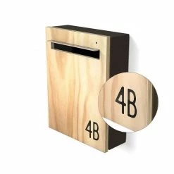 Javidesign Wall Mount Letterbox - Charcoal (with Custom Numbers)