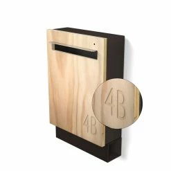 Javidesign Wall Mount Letterbox - Charcoal (with Custom Numbers)