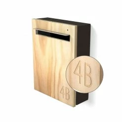 Javidesign Wall Mount Letterbox - Charcoal (with Custom Numbers)