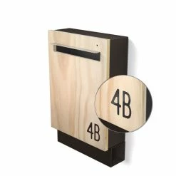 Javidesign Wall Mount Letterbox - Charcoal (with Custom Numbers)