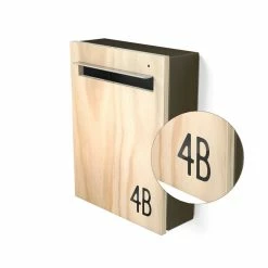 Javidesign Wall Mount Letterbox - Charcoal (with Custom Numbers)