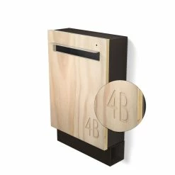 Javidesign Wall Mount Letterbox - Charcoal (with Custom Numbers)