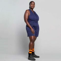 Suk Workwear Cropped Open Front Overalls