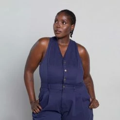 Suk Workwear Cropped Open Front Overalls