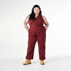 SUK Workwear Open Front Overalls - Oxblood