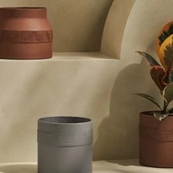 Tree Stripes Pty Ltd Cylinder Pot Kilima - Light Grey