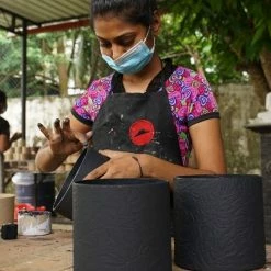 Tree Stripes Pty Ltd Pots & Hanging Baskets Cylinder Pot Monstera - Black