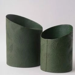 Tree Stripes Pty Ltd Hi-Lo Pot Palms - Olive Green Pots & Hanging Baskets