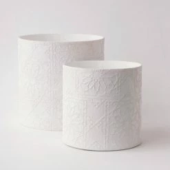 Tree Stripes Pty Ltd Pots & Hanging Baskets Cylinder Pot Diwali - White